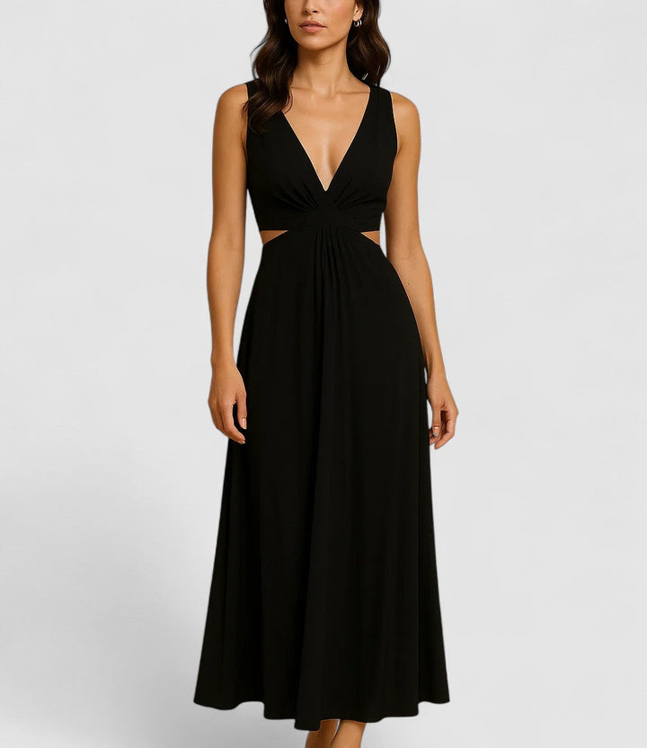Lina's Bold Motion | Sleeveless Pleated Midi Dress