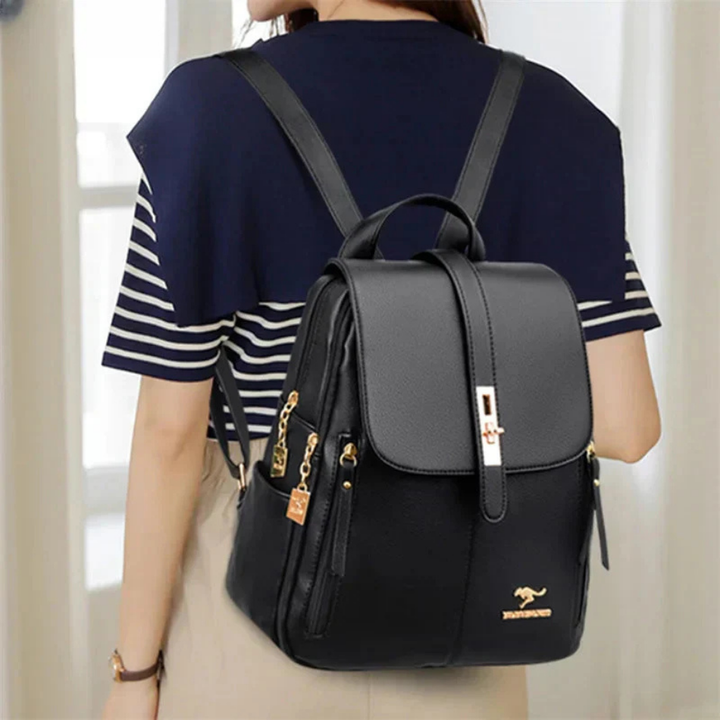 Elise | Women's Leather Flap-Closure Structured Backpack