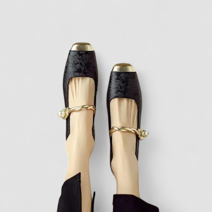 Elise | Women's Satin Jacquard Crystal Heel Mary Jane Pumps