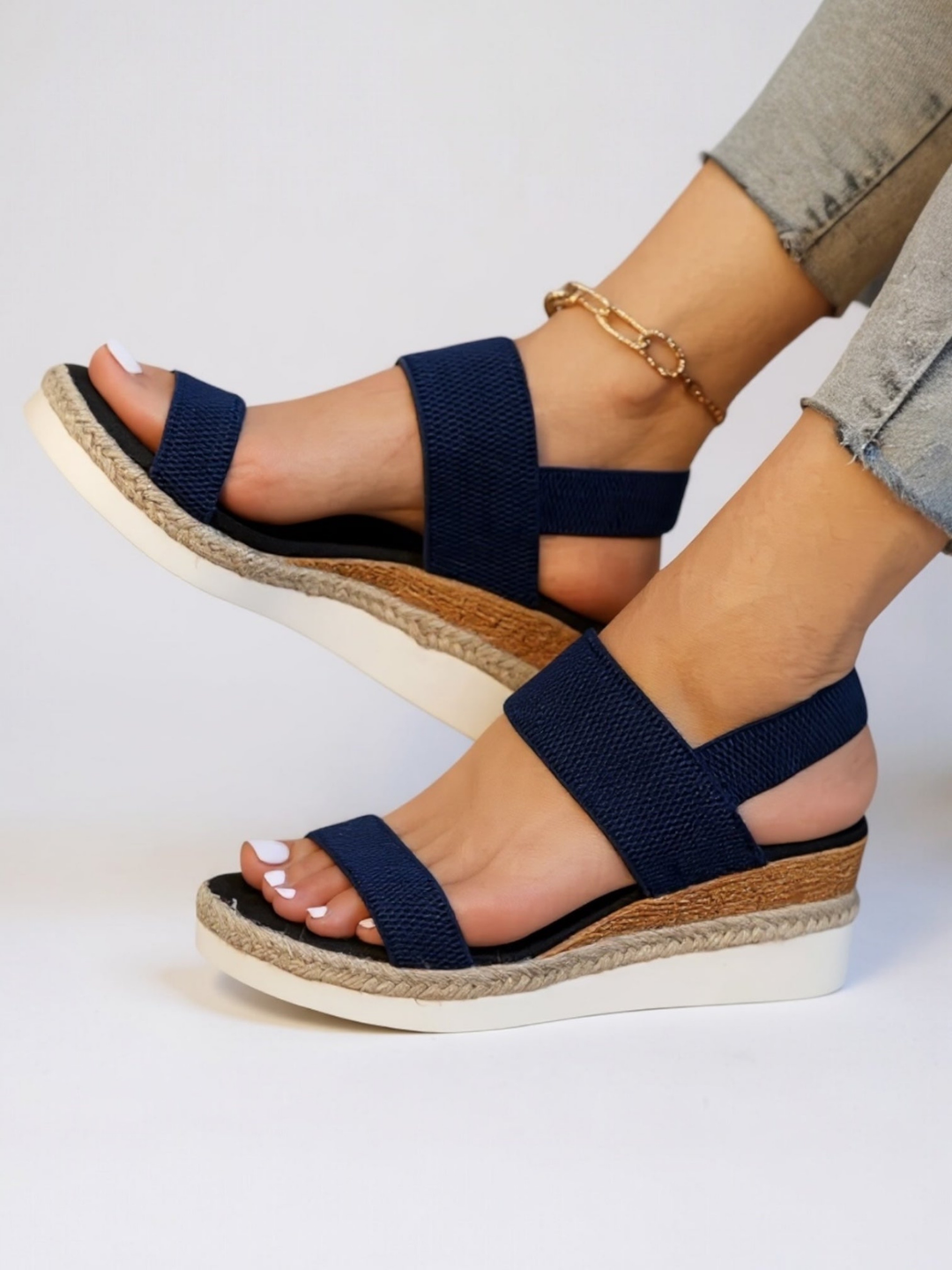 Elowen | Women's Arch-Support Elastic Strap Espadrille Platform Sandals