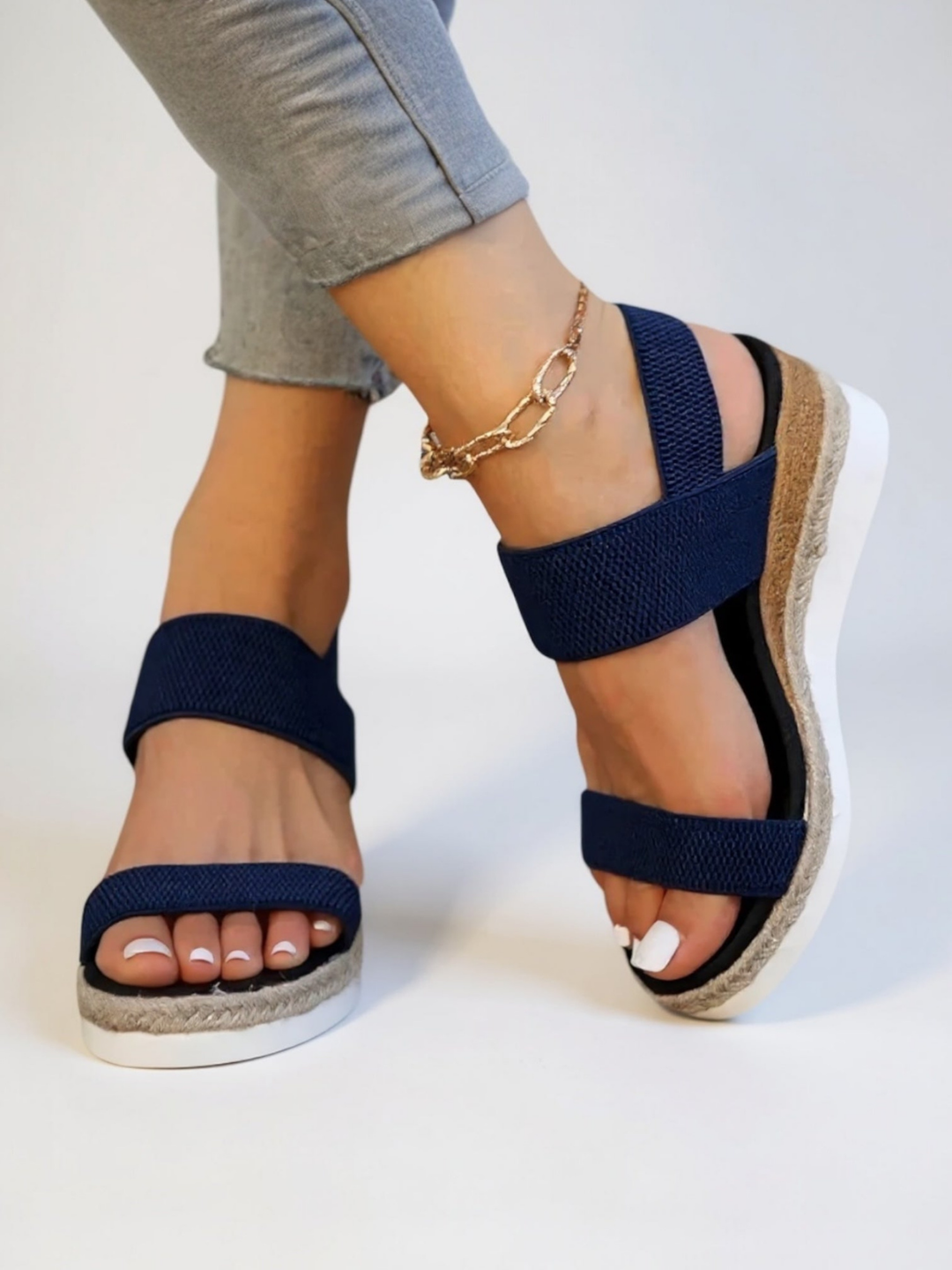 Elowen | Women's Arch-Support Elastic Strap Espadrille Platform Sandals