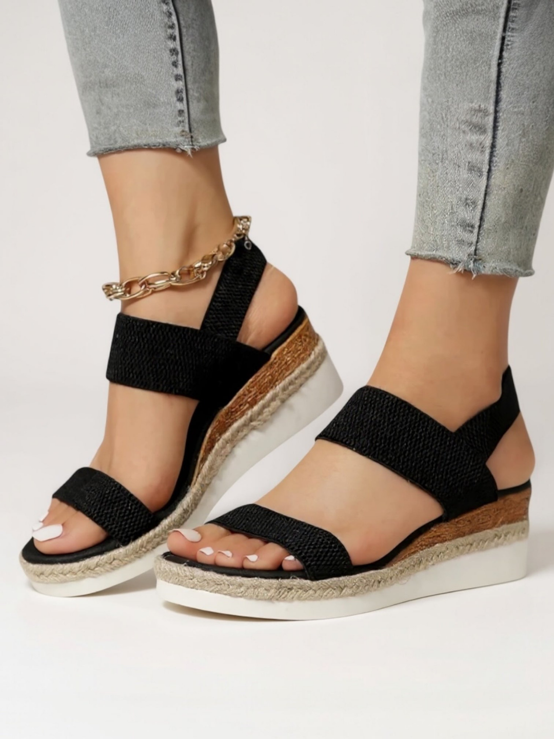 Elowen | Women's Arch-Support Elastic Strap Espadrille Platform Sandals