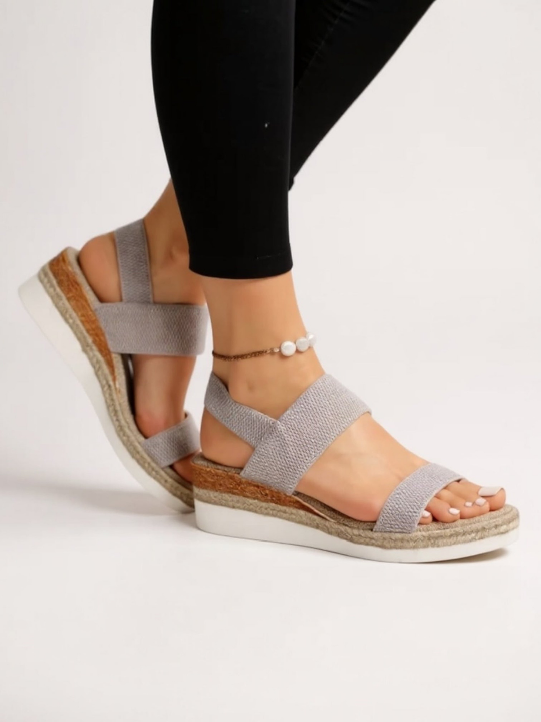 Elowen | Women's Arch-Support Elastic Strap Espadrille Platform Sandals