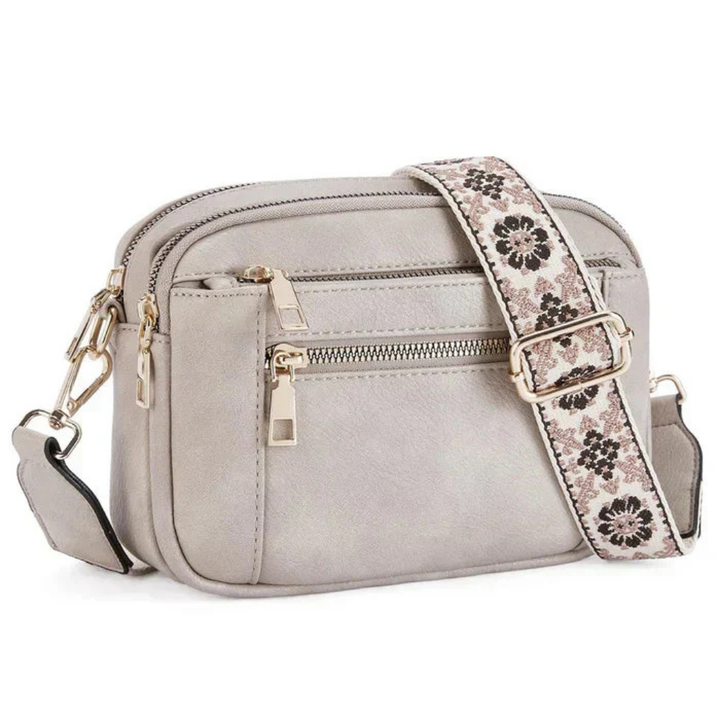 Esme | Women's Vegan Leather Double-Zip Boho Strap Crossbody Bag
