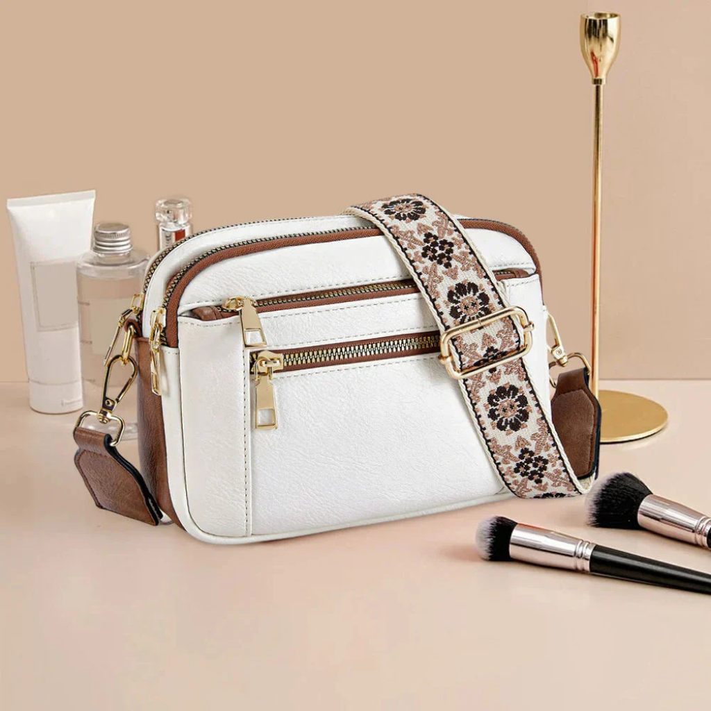 Esme | Women's Vegan Leather Double-Zip Boho Strap Crossbody Bag