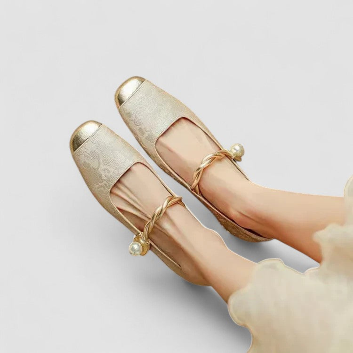 Fleur | Women's Jacquard Mary Jane Crystal Low-Heel Pumps