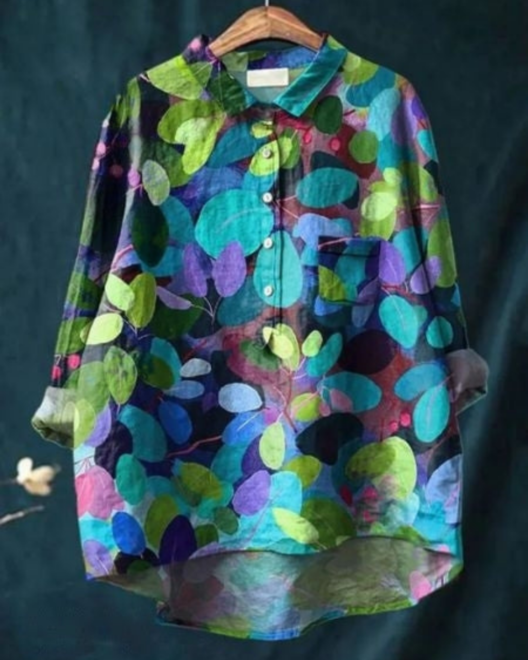 Floriane | Women's Linen Printed Oversized Button-Down Shirt
