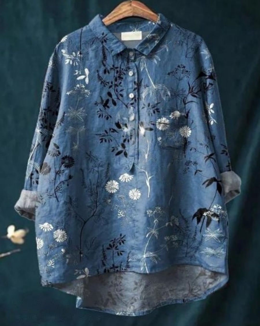 Floriane | Women's Linen Printed Oversized Button-Down Shirt