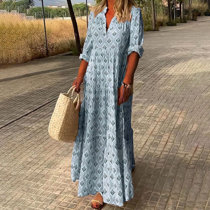 Florrie | Women's Cotton Boho Print Tiered Maxi Dress