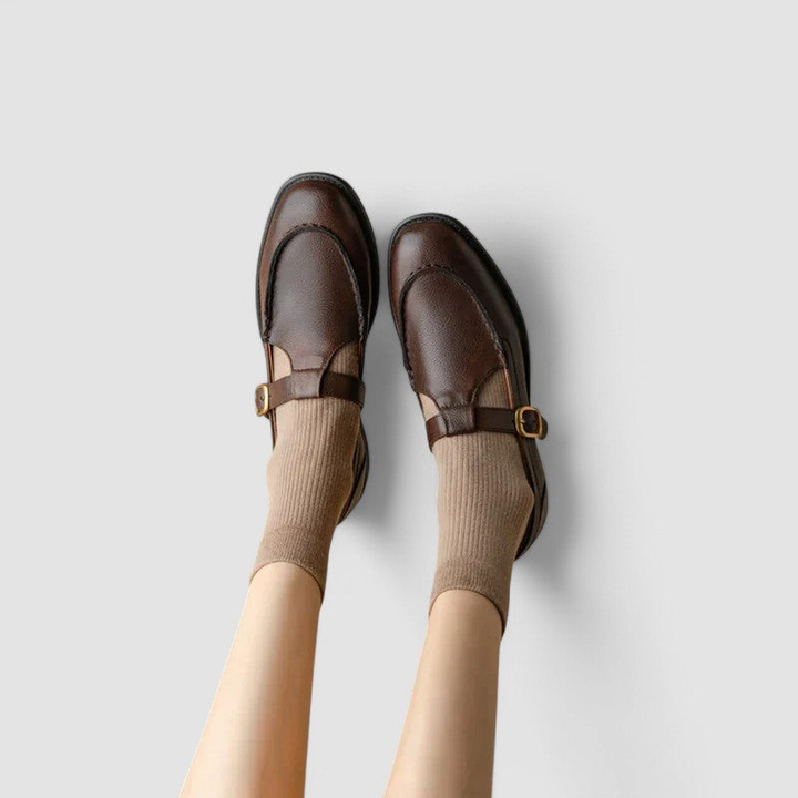 Greer | Women's Leather T-Bar Buckle Flat Loafers Classic