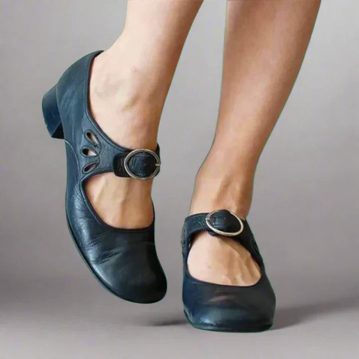Hana | Women's Leather Buckle Strap Low Heel Mary Janes