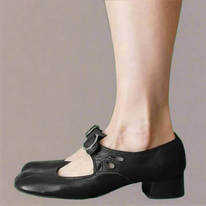 Hana | Women's Leather Buckle Strap Low Heel Mary Janes
