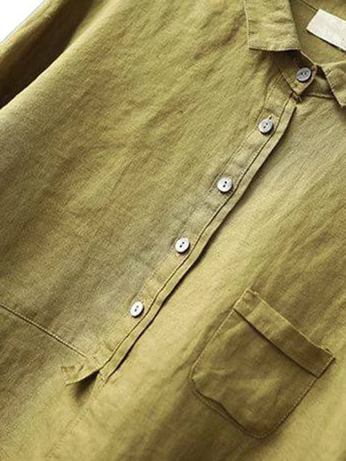 Hanne | Women's Linen Collared Half-Button Relaxed Shirt