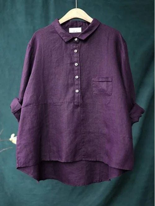 Hanne | Women's Linen Collared Half-Button Relaxed Shirt