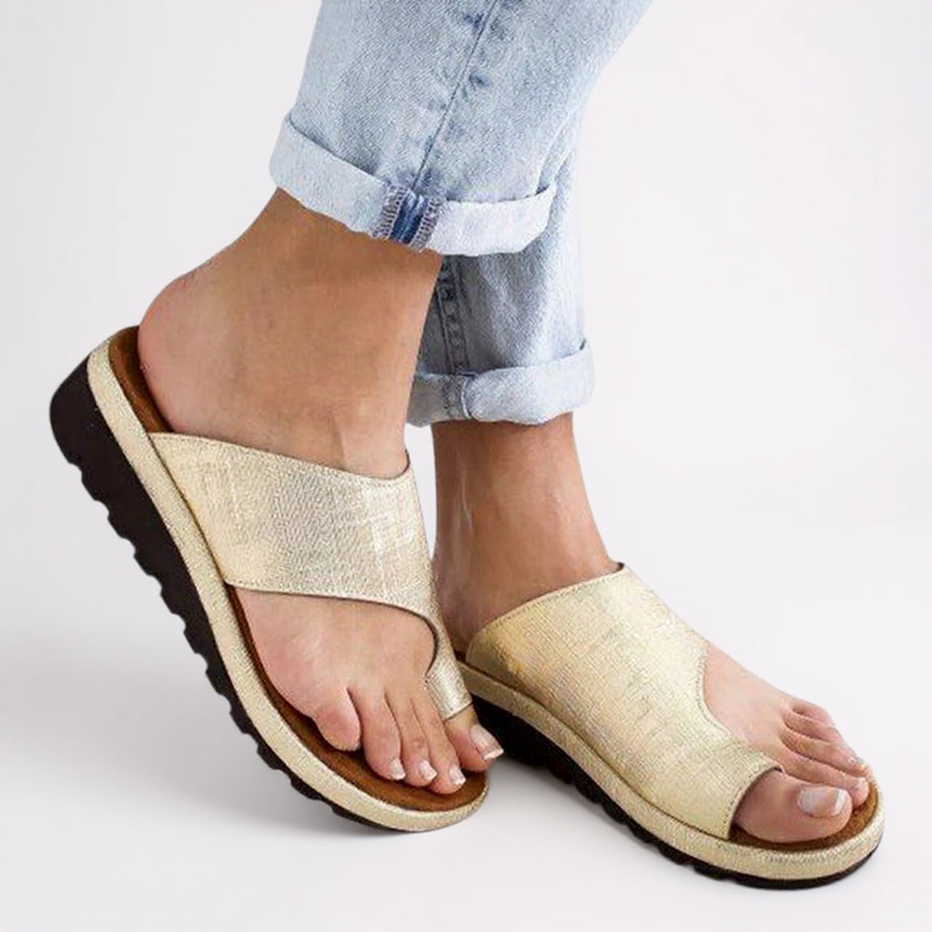 Hanne | Women's Orthopedic Toe Loop Wide Strap Slide Sandals