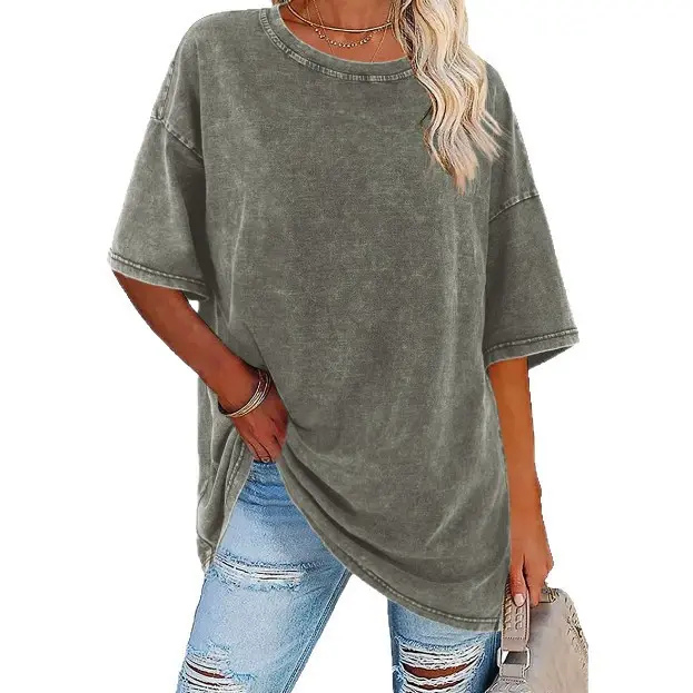 Harlow | Women's Cotton Oversized Half-Sleeve Crew Neck Tee