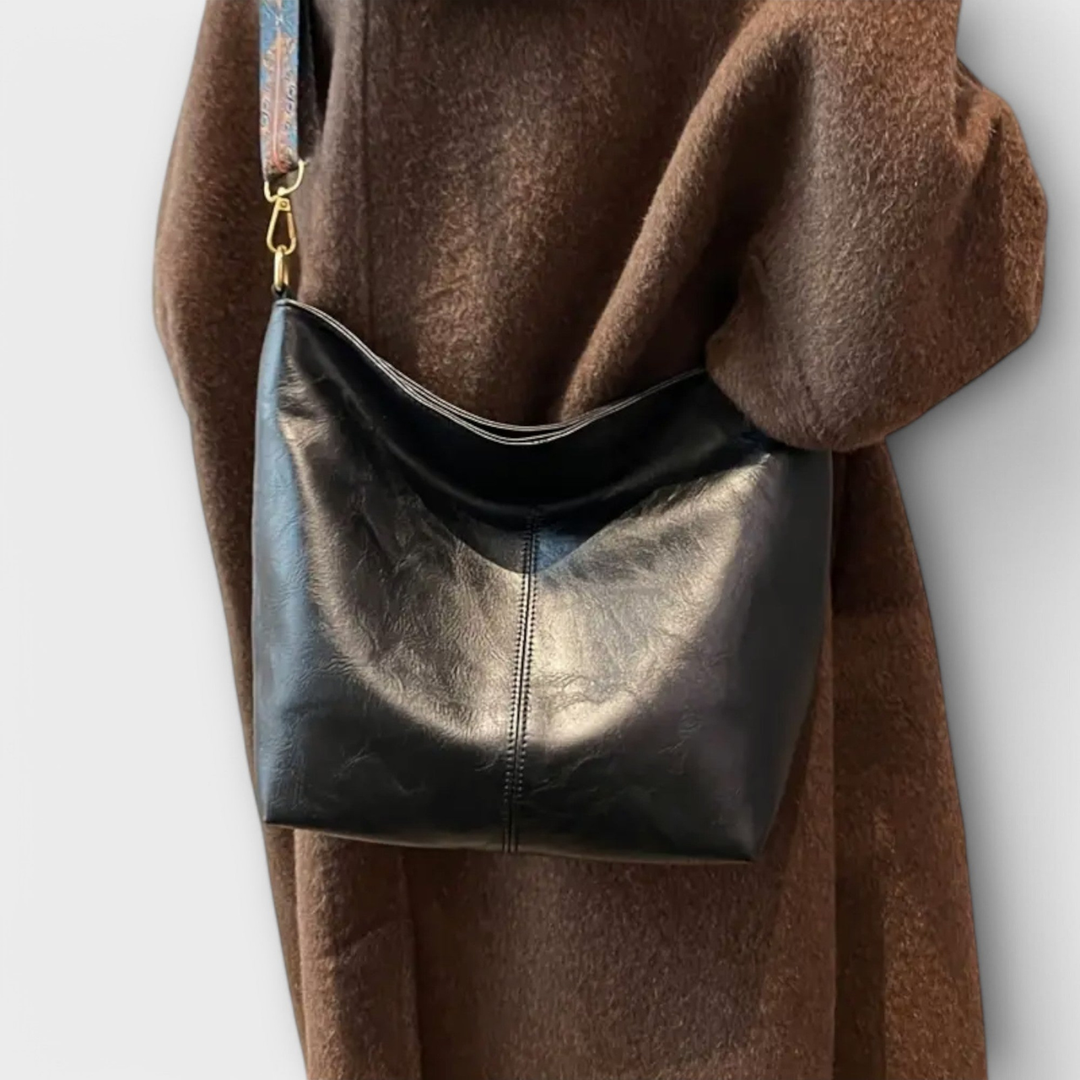 Harlow | Women's Leather Hobo Shoulder Bag with Woven Strap