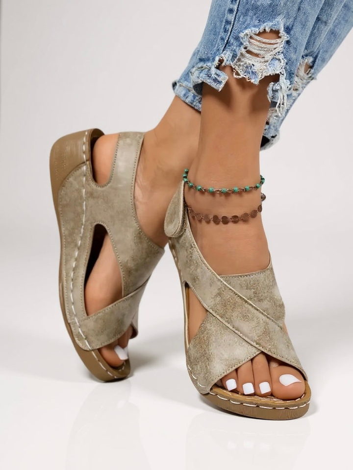 Hattie | Women's Orthopaedic Cross-Strap Wedge Sandals