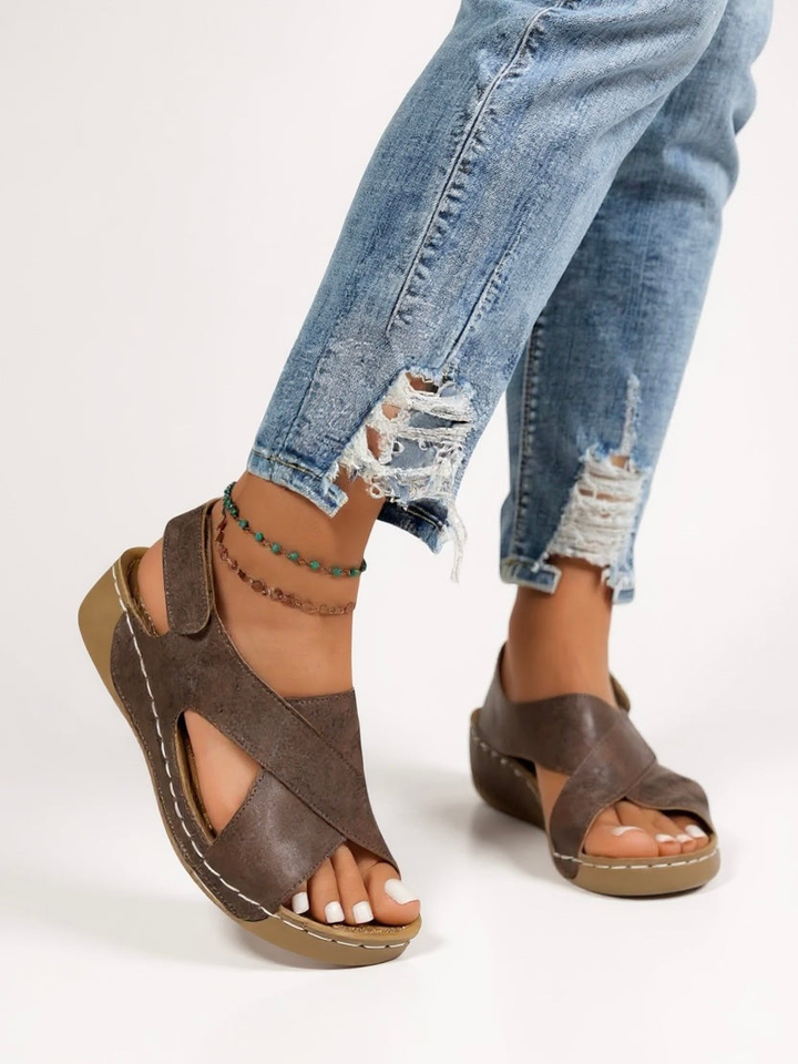 Hattie | Women's Orthopaedic Cross-Strap Wedge Sandals