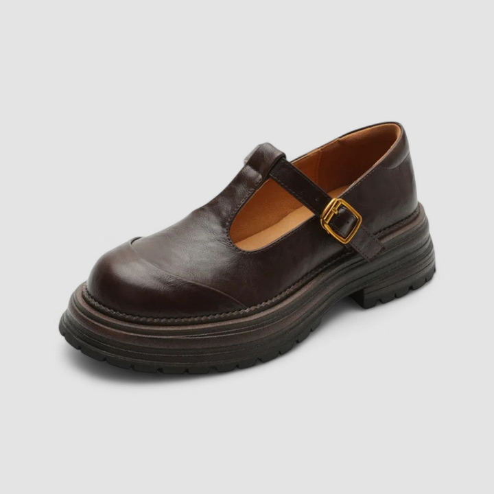 Imogen | Women's Leather T-Bar Mary Jane Chunky Platform Shoes