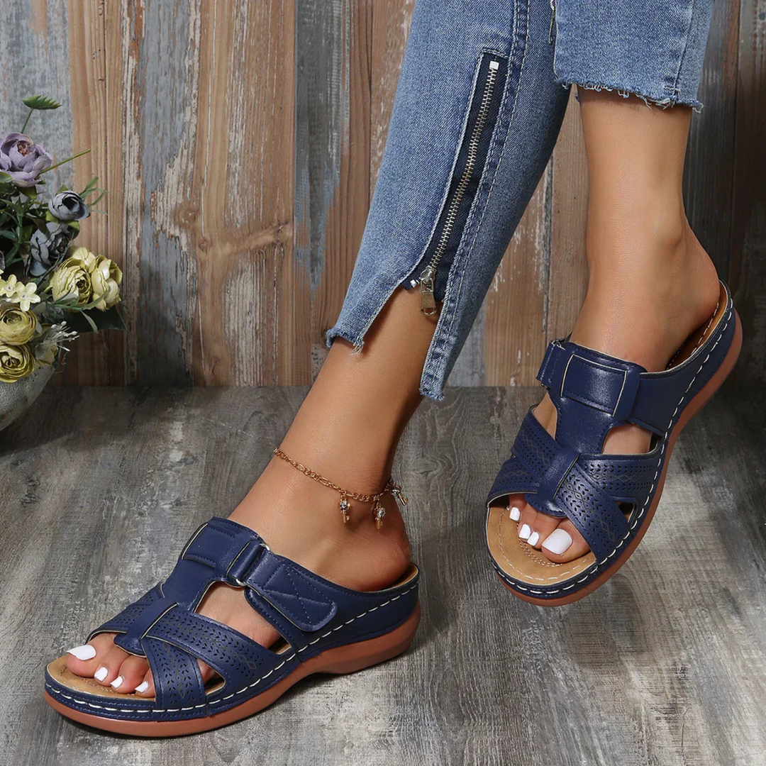 Imogen | Women's Orthopaedic Cut-Out Wedge Slide Sandals