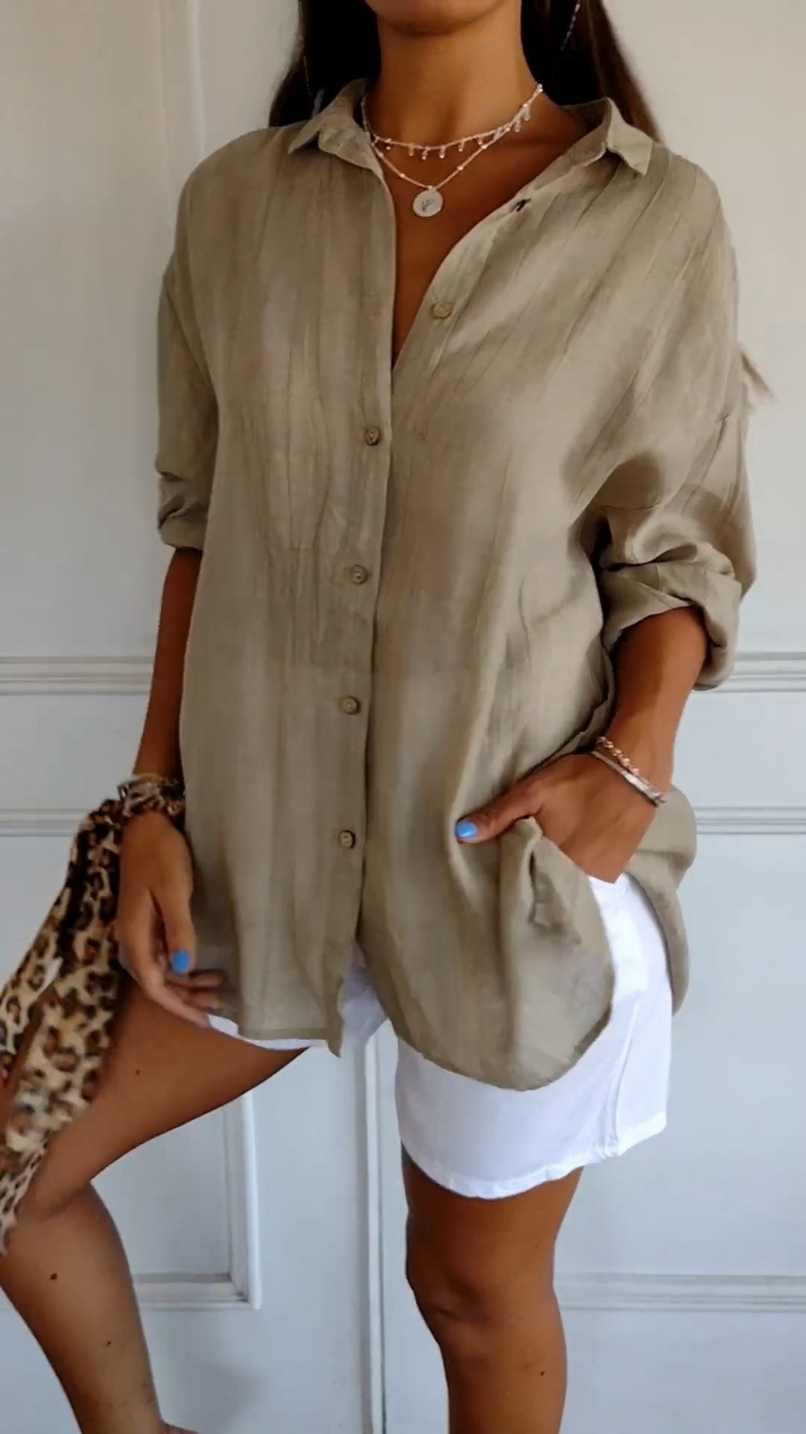 Indira | Women's Cotton Gauze Oversized Button-Down Shirt