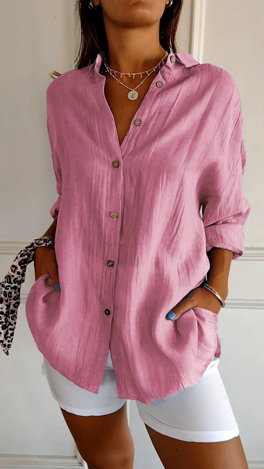 Indira | Women's Cotton Gauze Oversized Button-Down Shirt