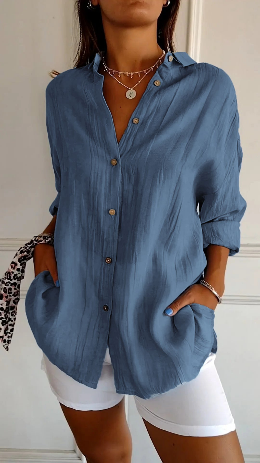 Indira | Women's Cotton Gauze Oversized Button-Down Shirt