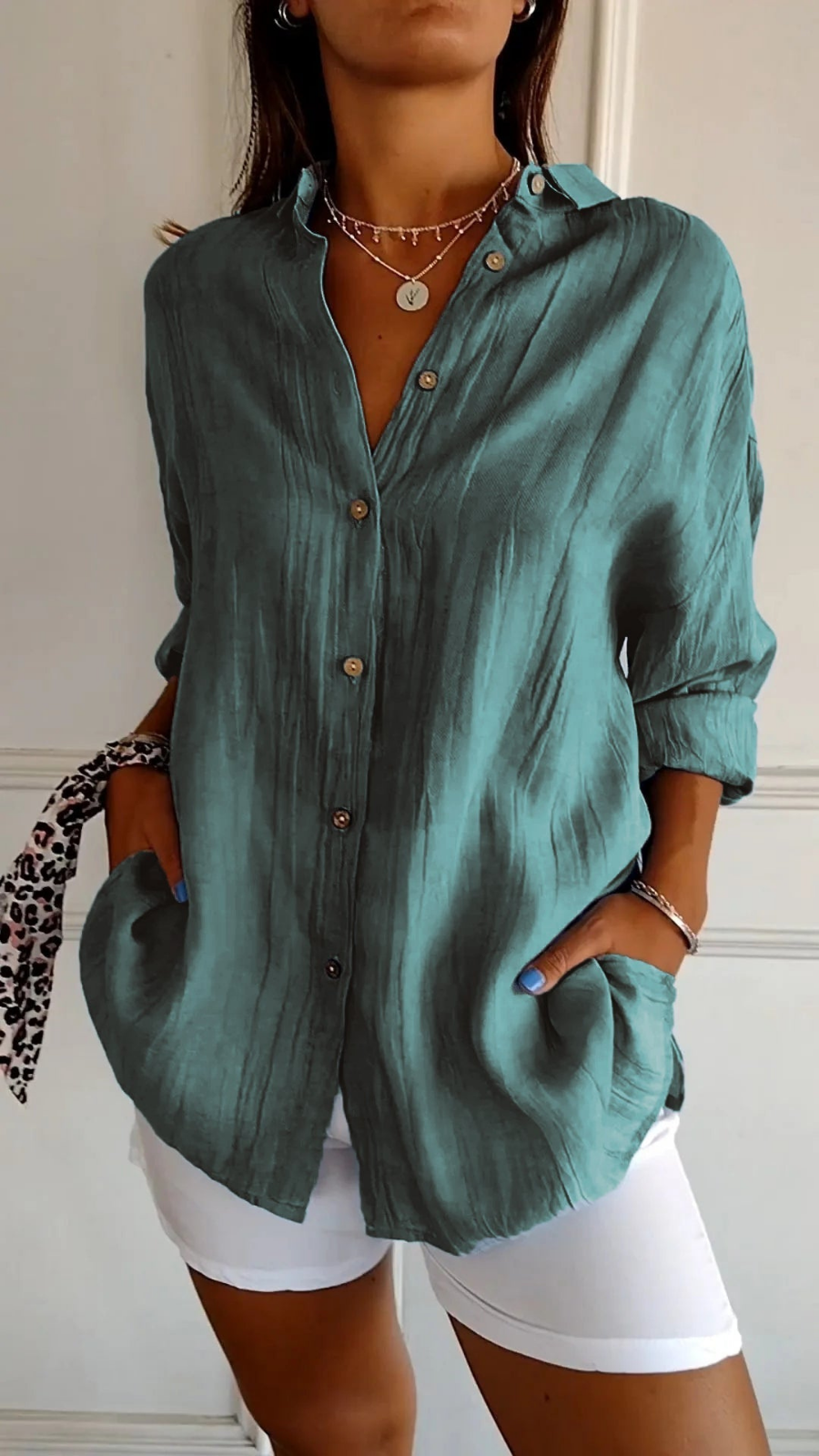 Indira | Women's Cotton Gauze Oversized Button-Down Shirt