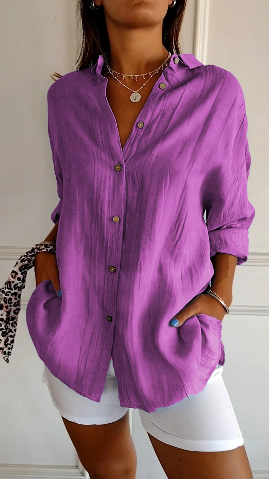 Indira | Women's Cotton Gauze Oversized Button-Down Shirt