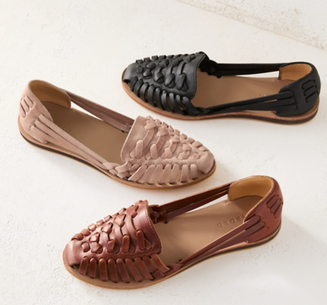 Ines | Women's Leather Woven Huarache Flat Sandals