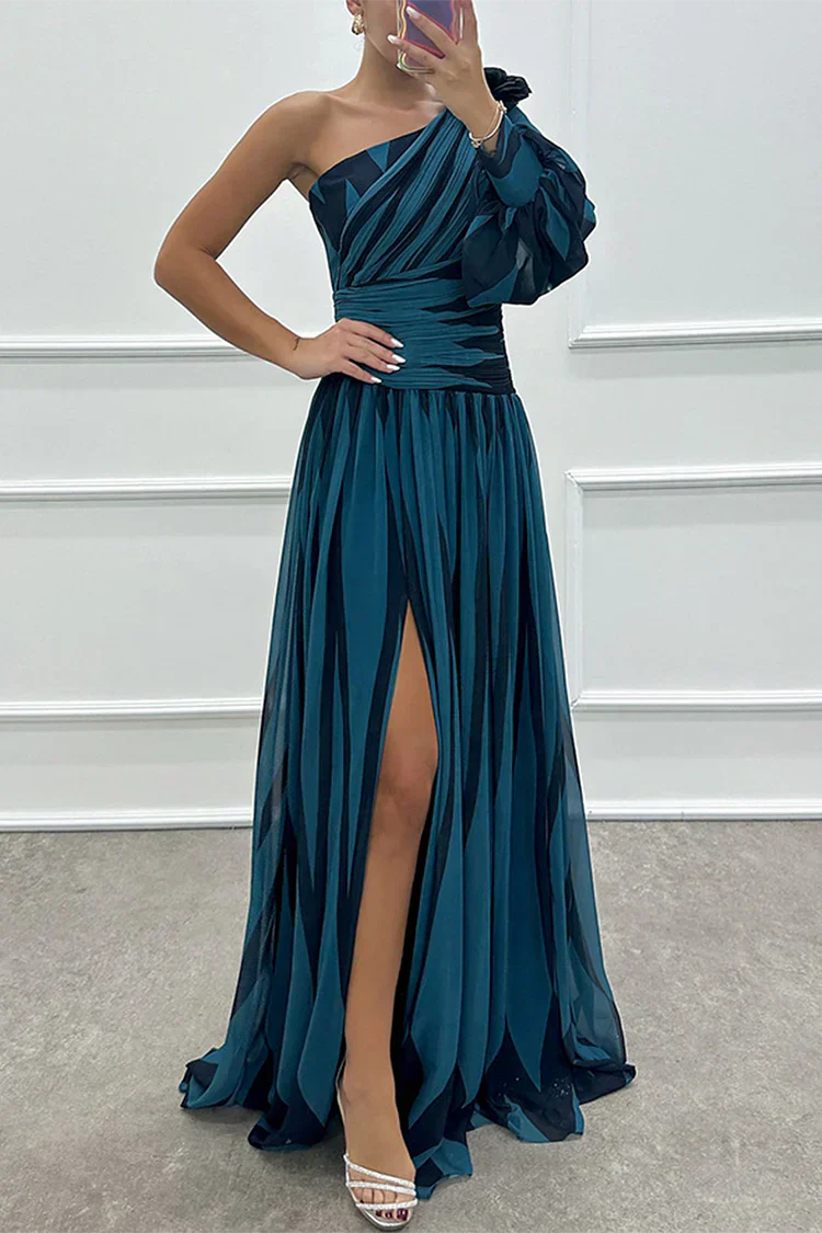 Isadora | Women's Chiffon One-Shoulder Printed Maxi Dress