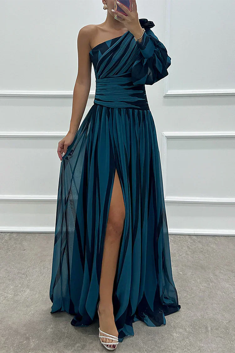 Isadora | Women's Chiffon One-Shoulder Printed Maxi Dress