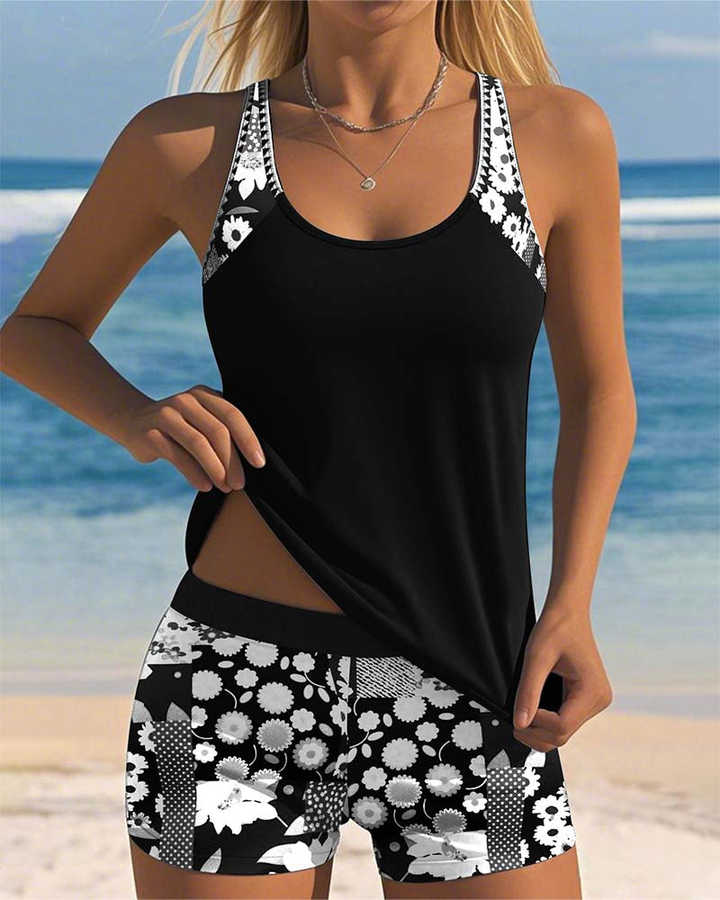 Jolene | Women's Breathable Floral Print Tankini & Shorts Set