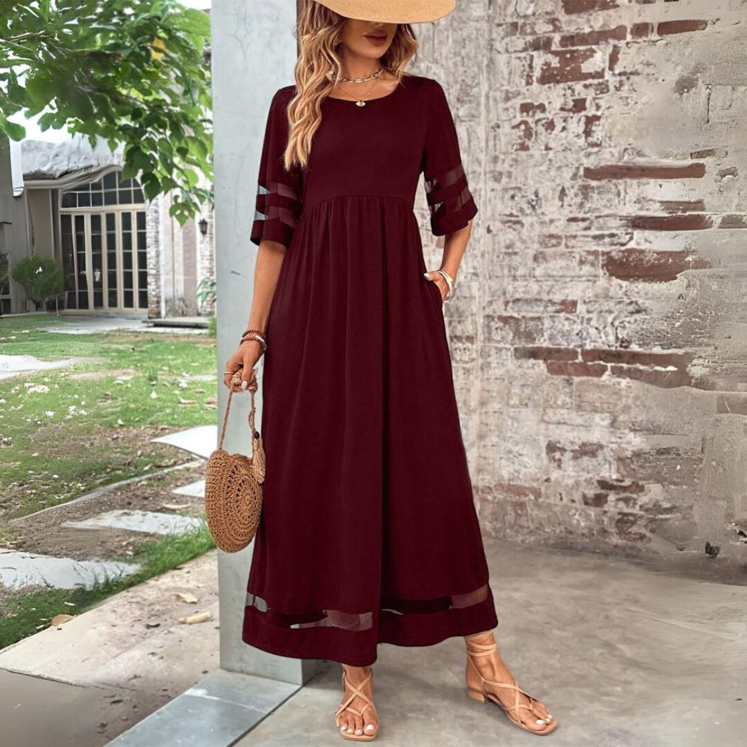 Jolene | Women's Chiffon Puff-Sleeve Smocked Maxi Dress