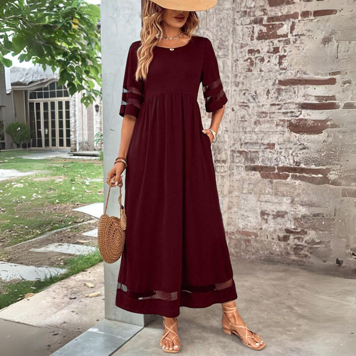 Jolene | Women's Chiffon Puff-Sleeve Smocked Maxi Dress