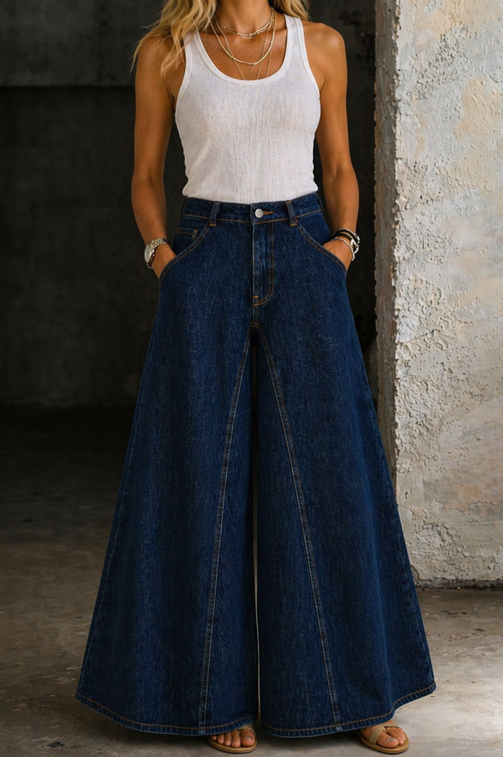 Jolene | Women's Denim High-Waist Wide-Leg Palazzo Jeans