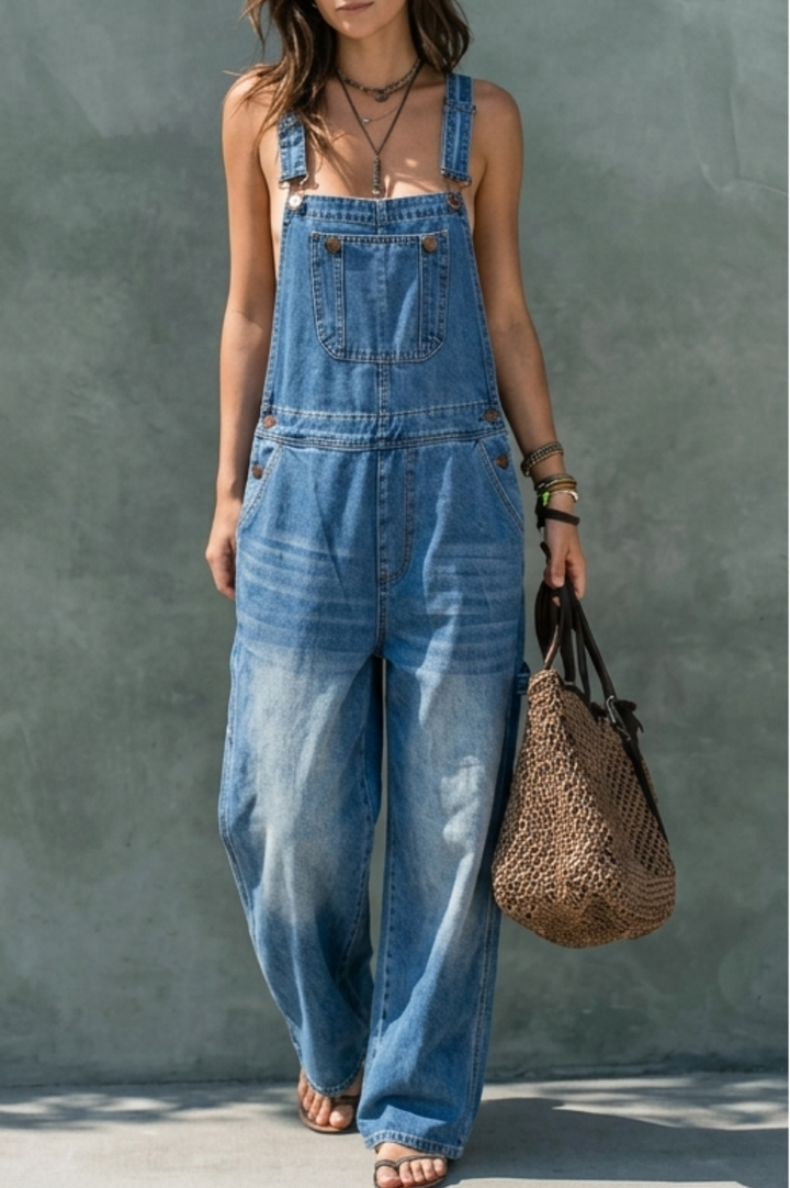 Jolene | Women's Denim Wide-Leg Overalls
