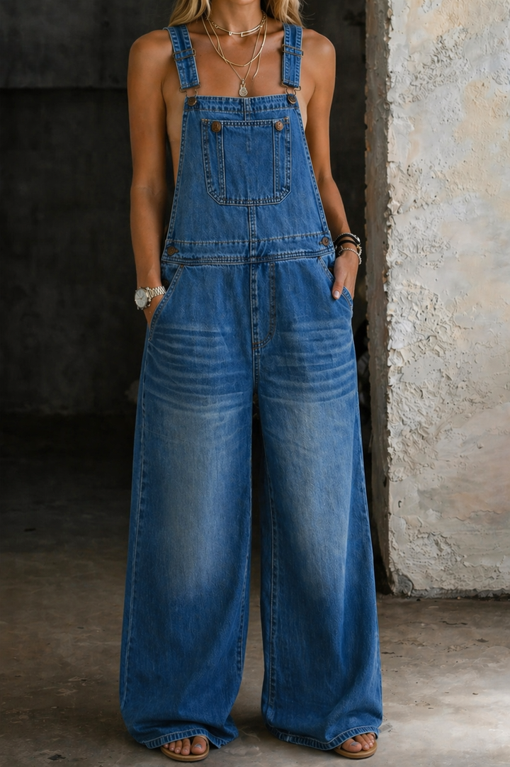 Jolene | Women's Denim Wide-Leg Overalls