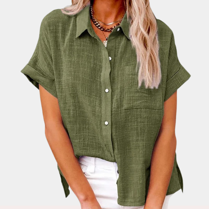 Jolie | Women's Linen Short-Sleeve Button-Down Shirt Casual