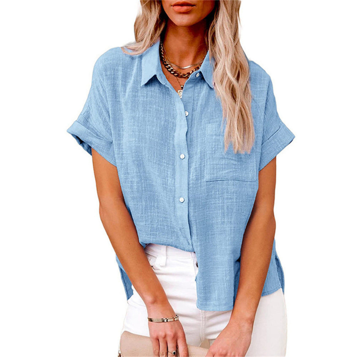 Jolie | Women's Linen Short-Sleeve Button-Down Shirt Casual