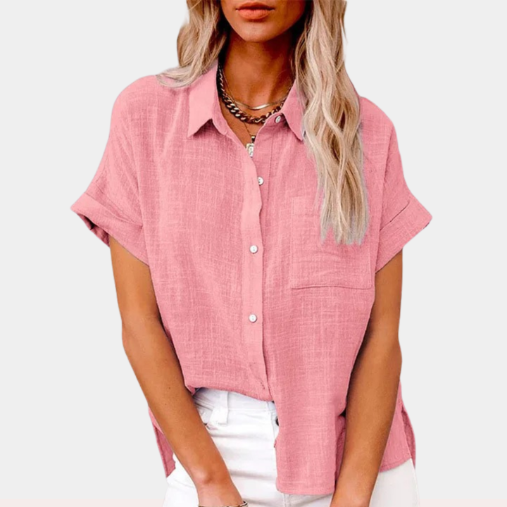 Jolie | Women's Linen Short-Sleeve Button-Down Shirt Casual