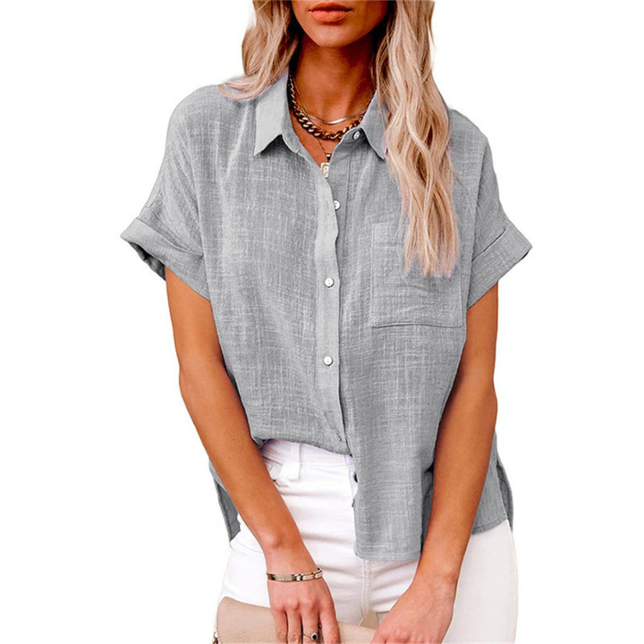 Jolie | Women's Linen Short-Sleeve Button-Down Shirt Casual