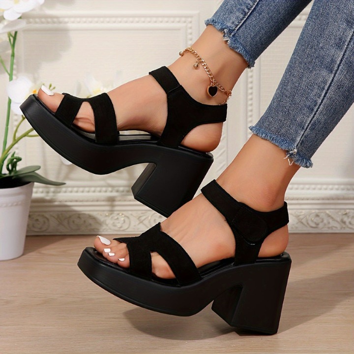 Josette | Women's Suede Chunky Platform Block Heel Sandals