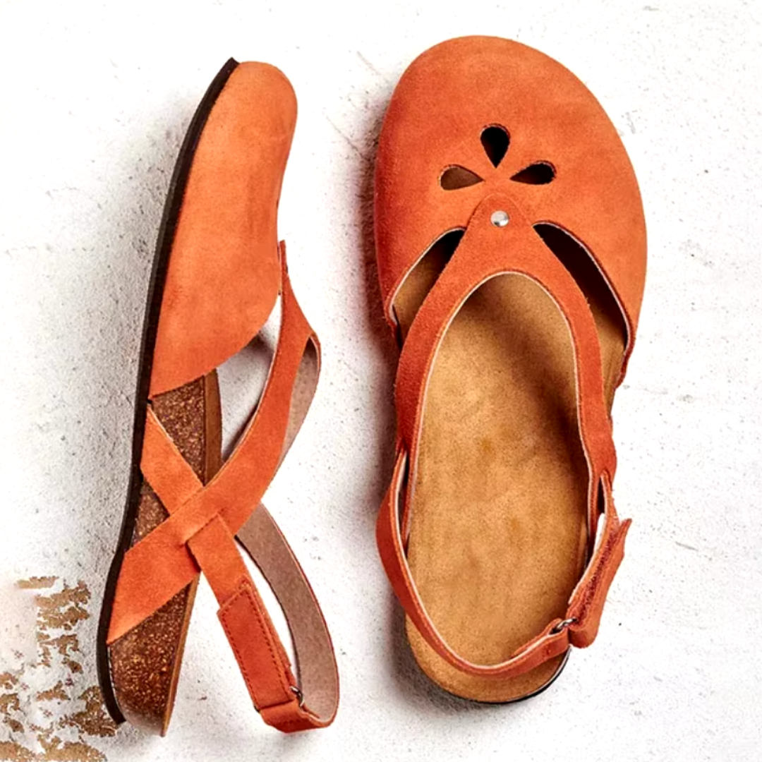 Juniper | Women's Suede Cut-Out Closed-Toe Cork Footbed Sandals