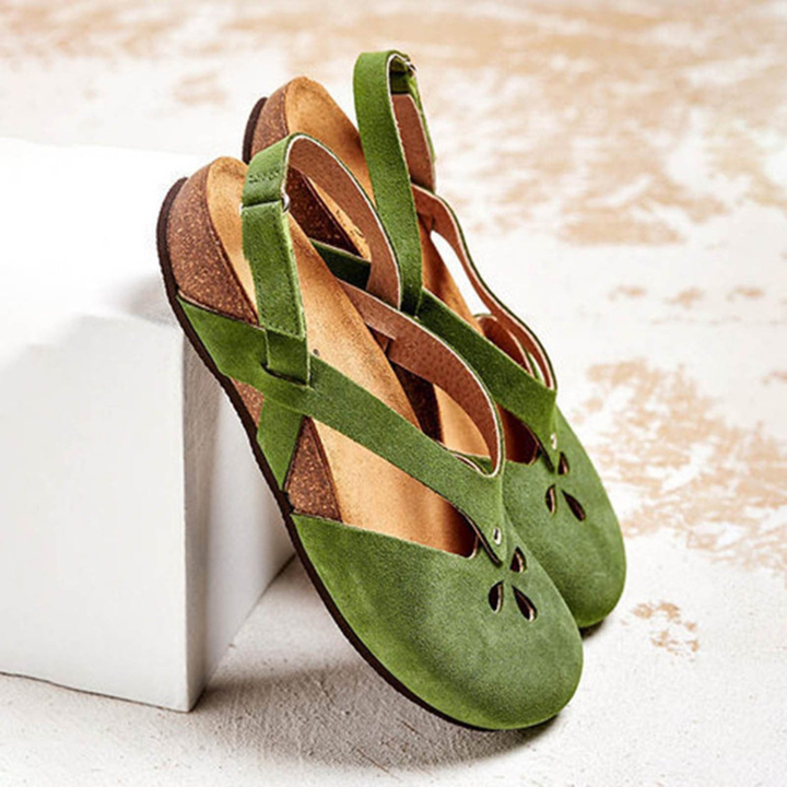 Juniper | Women's Suede Cut-Out Closed-Toe Cork Footbed Sandals