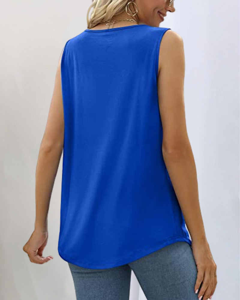 Kenna | Women's Lightweight Square Neck Pleated Sleeveless Top