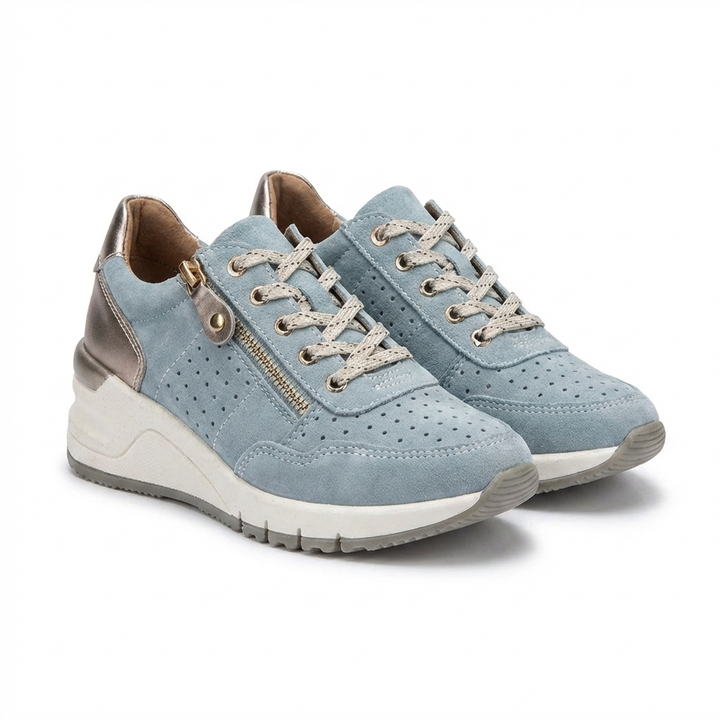 Kezia | Women's Breathable Mesh Wedge Lace-Up Sneakers