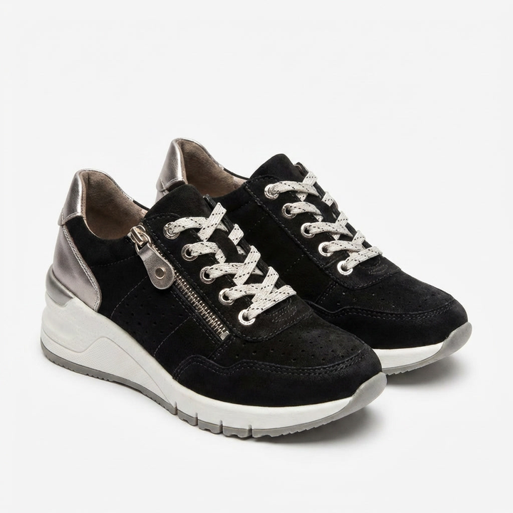 Kezia | Women's Breathable Mesh Wedge Lace-Up Sneakers