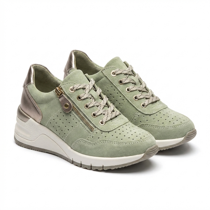 Kezia | Women's Breathable Mesh Wedge Lace-Up Sneakers